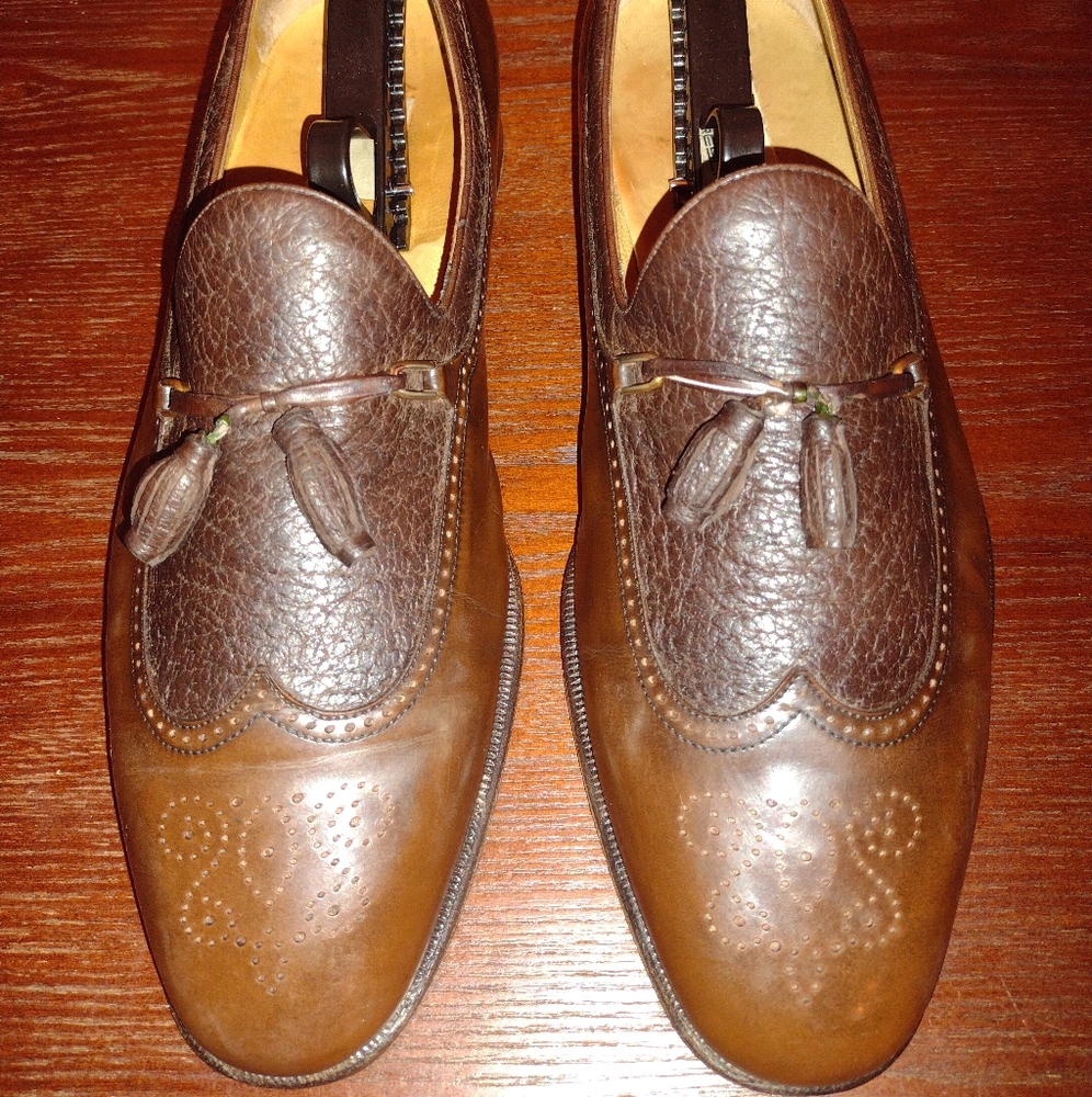 Moreschi men's slip on tassel loafers brown size 12